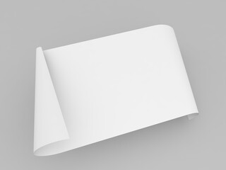 Curved sheet of A4 paper on a gray background. 3d render illustration. - obrazy, fototapety, plakaty