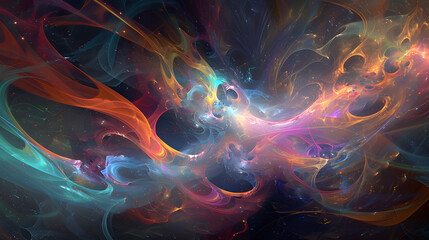 Symphony Of Ethereal Melodies Visualized As Ribbons Of Light Weaving Through An Abstract Realm Of...