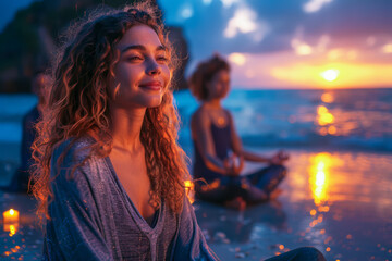 Candlelight Beach Meditation at Sunset