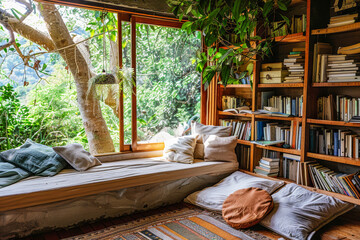 Detox Retreat Escape in a Cozy Forest Reading Nook