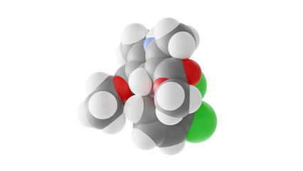 felodipine molecule, calcium channel blocker, molecular structure, isolated 3d model van der Waals