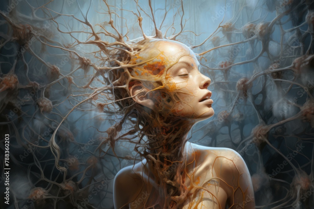 Poster enduring neuronal connection. care science brain. generate ai