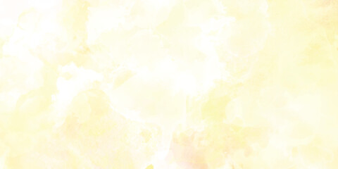 Watercolor background. Abstract light pastel yellow background. Clouds effect marble background.