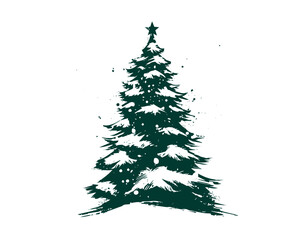 Christmas tree, hand drawn style, vector