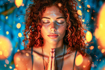Spiritual Meditation with Festive Lights Ambiance