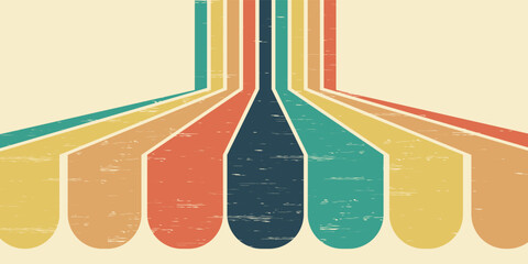 Abstract background of rainbow groovy Wavy Line design in 1970s Hippie Retro style. Vector pattern ready to use for cloth, textile, wrap and other.