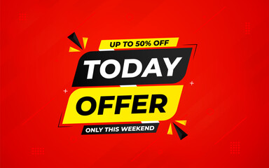 Today Offer Discount banner. Offer sale banner vector template. Sale label and discounts background, Discount Promotion marketing poster design for web and Social. Vector Illustration.