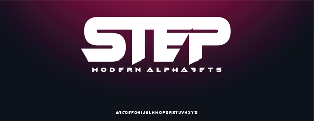 Step, a modern alphabet lowercase font. minimalist typography vector illustration design