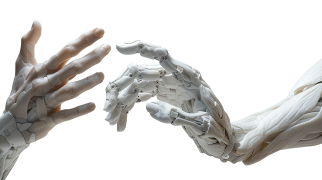 Hands reaching out to touch On isolated transparent PNG background