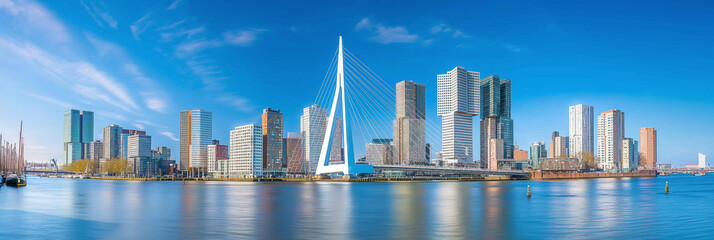 Great City in the World Evoking Rotterdam in Netherlands - obrazy, fototapety, plakaty