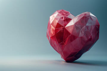 Heart created with geometric shapes 3d render 