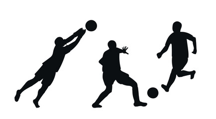 Vector set of soccer player. Football players silhouette isolated on white background