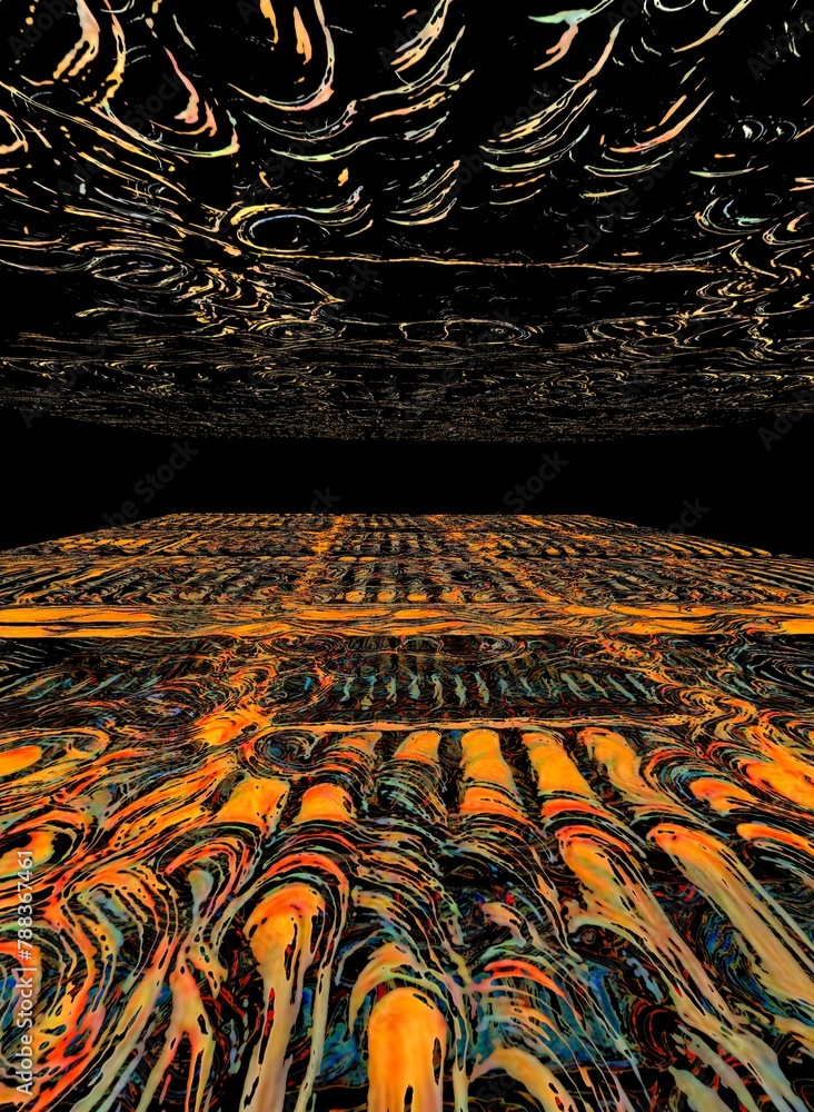 Aufkleber 3d exploding surface view of triangular mosaic colourful on a black background