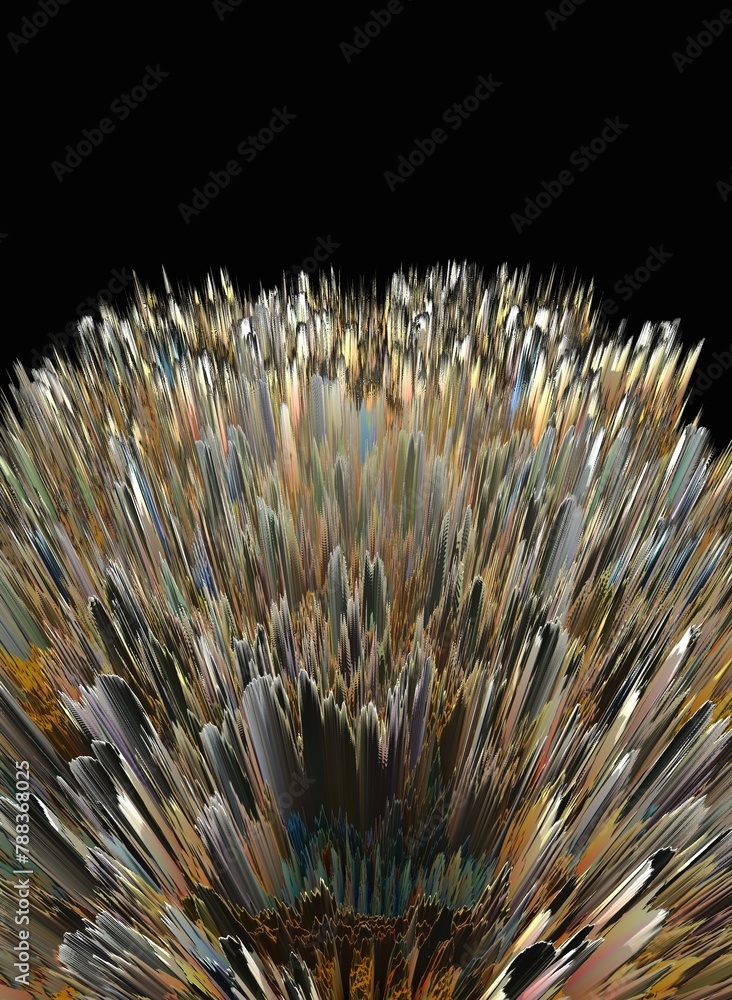 Aufkleber 3d exploding surface view of triangular mosaic colourful on a black background