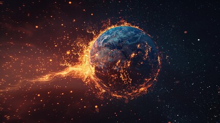 Apocalyptic fire ravaging Earth, symbolizing end times, in 8K resolution AI Image - obrazy, fototapety, plakaty