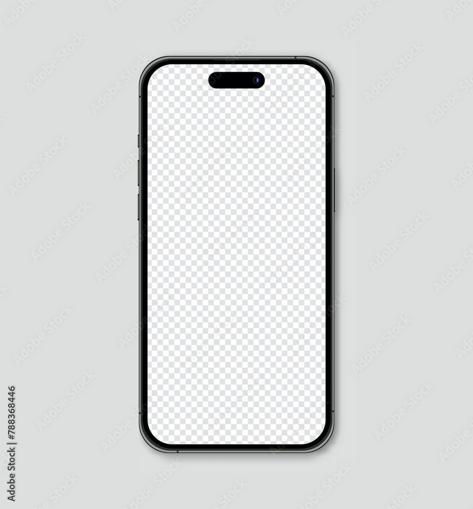 Poster realistic iphone 15 pro, black modern apple smartphone with dynamic island buttons branding mockup d