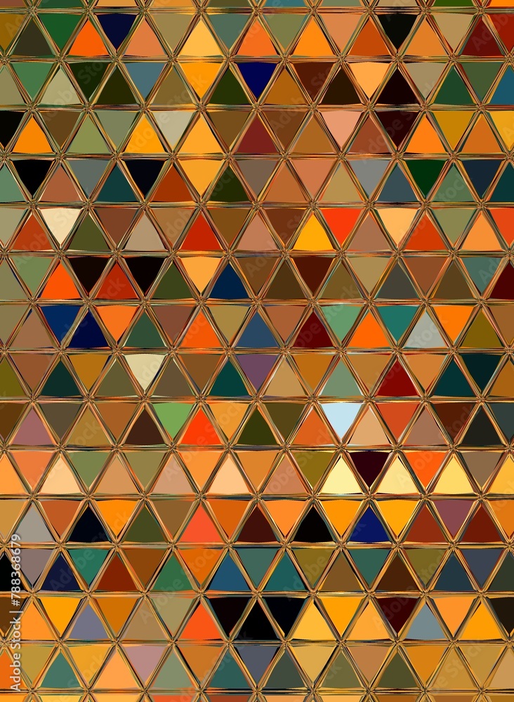 Aufkleber triangular mosaic harlequin random pattern with many bright coloured similar shaped design