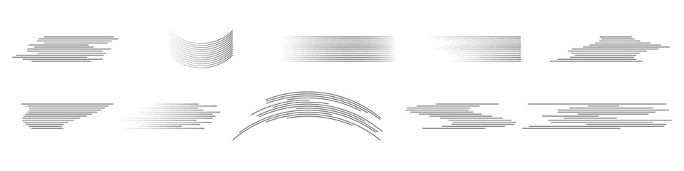 Speed lines isolated set. Comic speed motion lines collection. Motion effect for your design. Vector illustration...