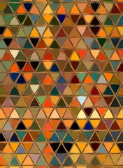 triangular mosaic harlequin random pattern with many bright coloured similar shaped design