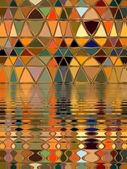 bright water reflections and ripples from triangular mosaic