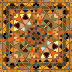 triangular square composition floor mosaic in harlequin random  bright coloured similar shaped design