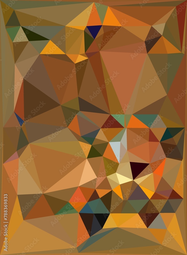 Aufkleber triangular mosaic in cubist style on a brown background