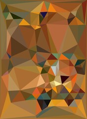 triangular mosaic in cubist style on a brown background