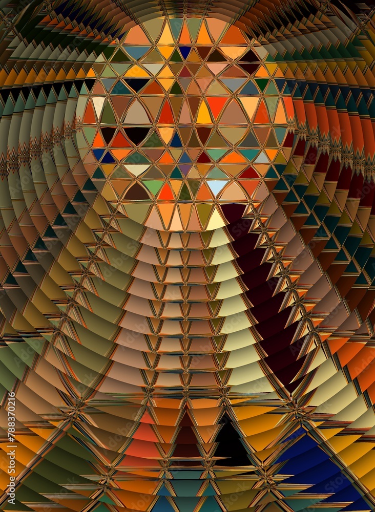 Aufkleber concentric similar but size reduction style pattern inspired by triangular floor mosaic