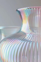 A vase with a rainbow pattern is shown in a photo