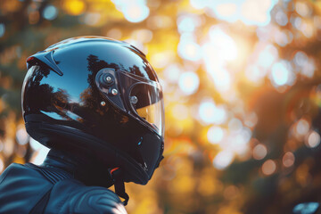 Discover the realism of a high-definition motorcycle helmet photo, vibrant and amazing. AI generative. - obrazy, fototapety, plakaty