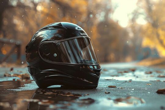 Immerse yourself in the world of photography with a super-realistic motorcycle helmet image. AI generative.