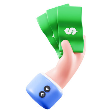Hand Holding 3D Rendered Cash Stack Illustration