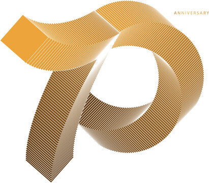 The number 70, 70th Anniversary in a luxurious and symbolic style. The design two-tone color scheme of gold and brown, formed by the interlocking of a square and a circle reminiscent of a mandala.