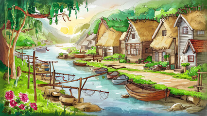 Cartoon background for story telling , animation , video games 