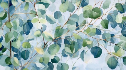 Fresh and free eucalyptus watercolor illustration AI generated
