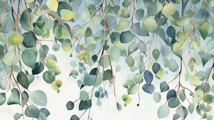 Lush greenery eucalyptus watercolor bliss AI generated