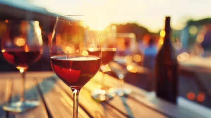 Fotobehang Winetasting event on summer patio, warm sunny weather © Kondor83