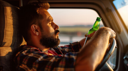 Drunk truck driver fell asleep behind the wheel