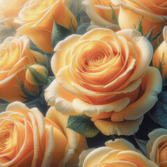 Background of bright yellow roses. Festive background