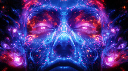 Psychedelic portrait of a man, vision in hallucinatory state - obrazy, fototapety, plakaty