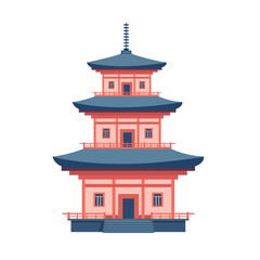 Japanese temple isolated on white background. Traditional Japan pagoda design. Vector stock