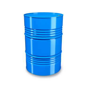 Blue oil barrel isolated. 3d rendering