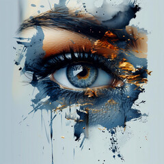 Beautiful woman eye with art make-up. Abstract background.