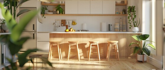 Obraz na płótnie Canvas mockup kitchen. Contemporary Kitchen design, kitchen interior background, Farmhouse style, classic kitchen. 3d render