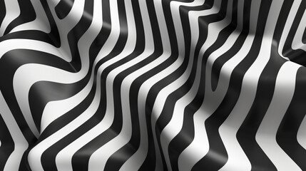 zebra skin pattern, seamless geometric pattern with black and white stripes in a dynamic arrangement