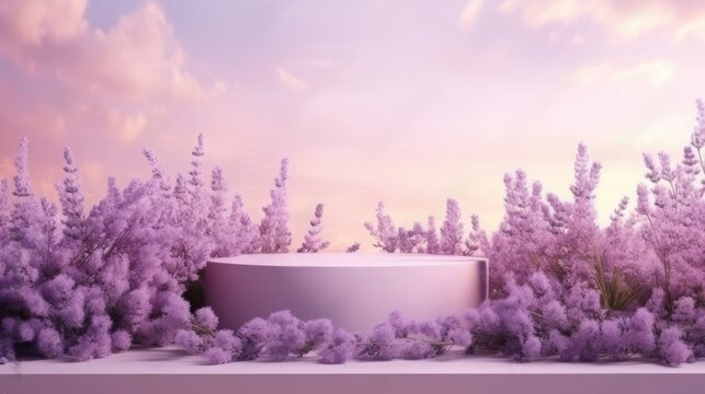 Background lavender podium, 3d product render stand. podium stage minimal abstract background beauty dreamy space studio pedestal