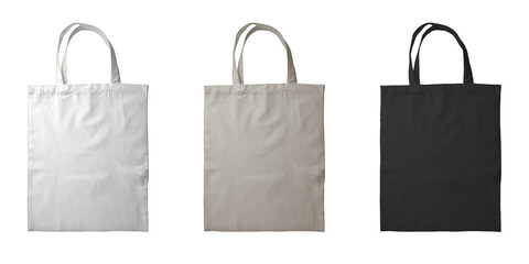 White, grey and black tote bag set isolated