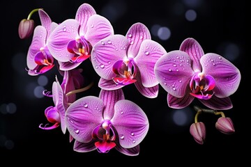Fototapeta na wymiar Enchanting Pink orchids flowers. Natural petal. Generate Ai