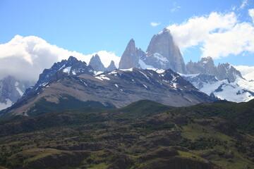 Landscape of the Argentine Patagonia with mountains, rivers, forests and lakes