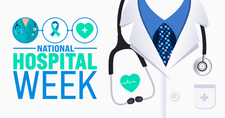 May is National Hospital Week background template. Holiday concept. use to background, banner, placard, card, and poster design template with text inscription and standard color. vector illustration. - obrazy, fototapety, plakaty